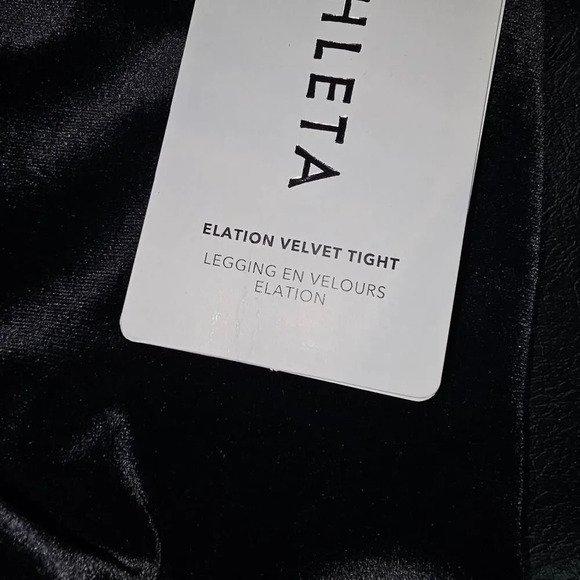 NWT Athleta Womens Black Elation Velvet‎ Tight Pants Large - Picture 5 of 6
